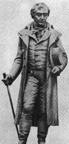Black and white photograph of a statue of Nicolas Leblanc.