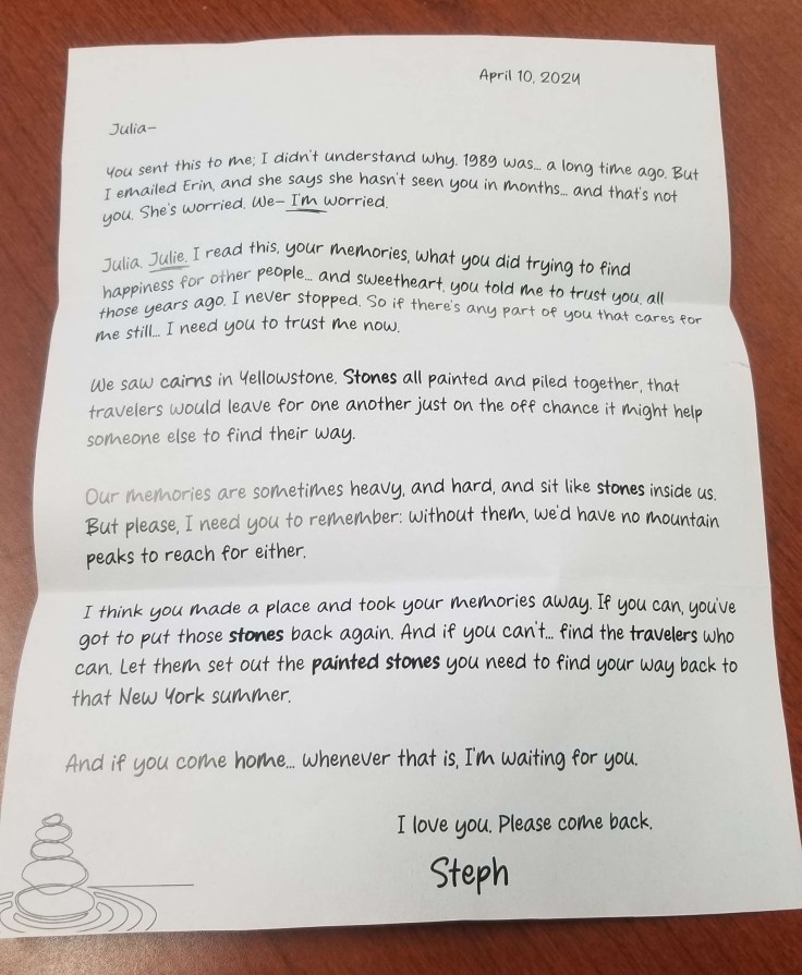 Photograph of a folded, "handwritten" letter.